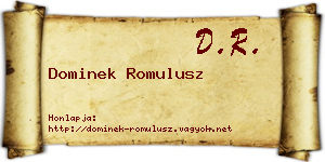 Dominek Romulusz névjegykártya